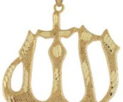14k Yellow Gold Large Diamond Cut Breathtaking Allah Religious Symbol Pendant(JL#10677)