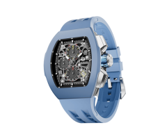 Tsarbomba Atomic-Interchangeable Calendar Watch Fluororubber Light Blue